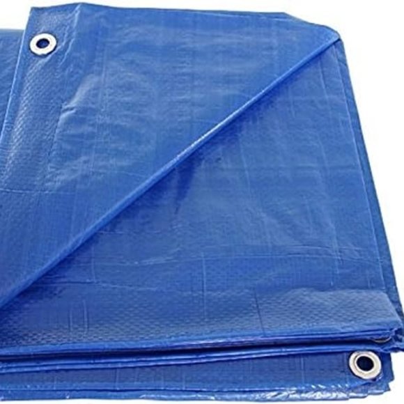 P-LINE Large Blue Tarp Cover –for Secured Tie-Down – 5mil Thick (15ft x 20ft) - Picture 1 of 6